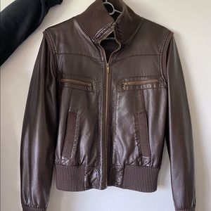 Brown leather jacket